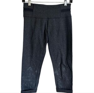 # 234 RARE Lululemon Acro Crops  Silicone Feathers Peacock Leggings 